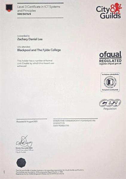 Level 3 ICT Systems Certificate